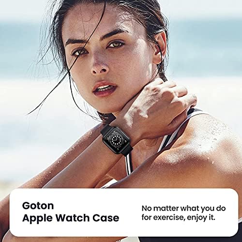 [2 חבילה] Goton for Apple Watch Screen Protector 44 ממ מארז, מחשב אטום למים כיסוי מלא סרט זכוכית מחוסמת למארז